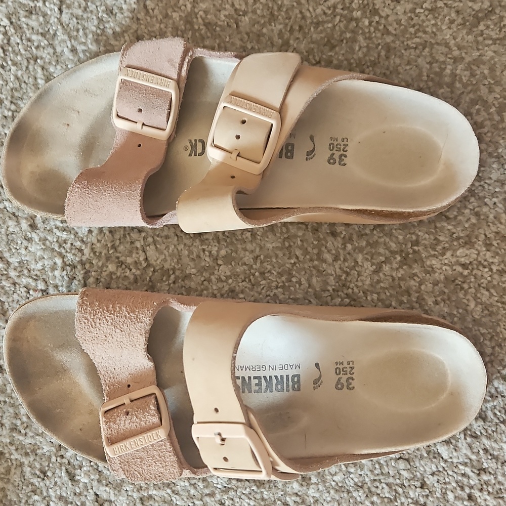 Birkenstock Women's Size 39 Arizona Split Slide Sandals Cream Pink